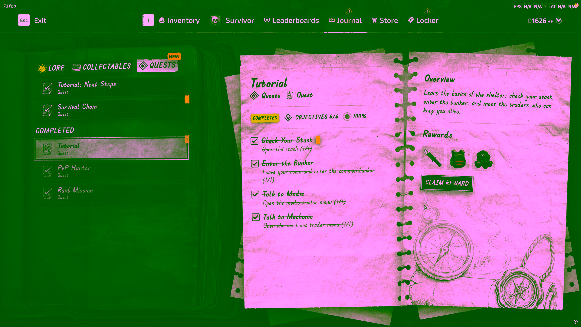 The ZOMBURG quest journal